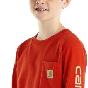 Carhartt Boys Long Sleeve Pocket Tee Size L 14-16 Molten Lava NWT CA6477